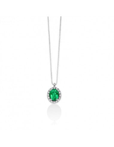 Miluna emerald and natural diamond necklace in white gold Cld4094