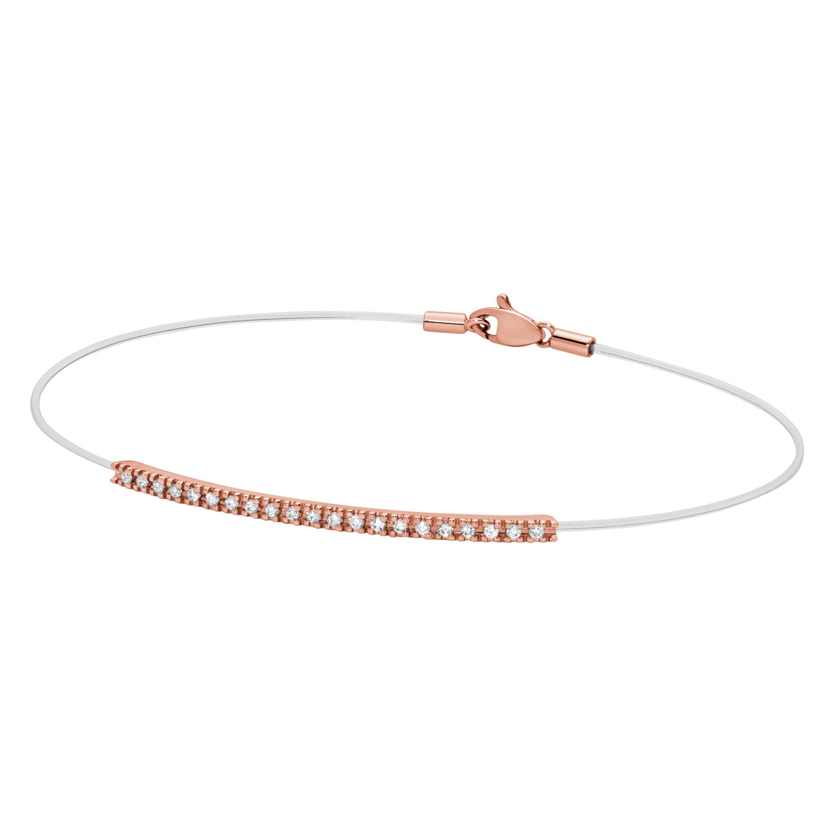 Nylon Paddle Bracelet and Rose Gold and Diamond Tennis Bar 