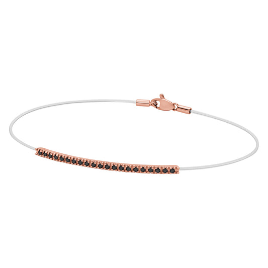 Paddle Bracelet in Nylon and Tennis Bar in Rose Gold and Black Diamonds