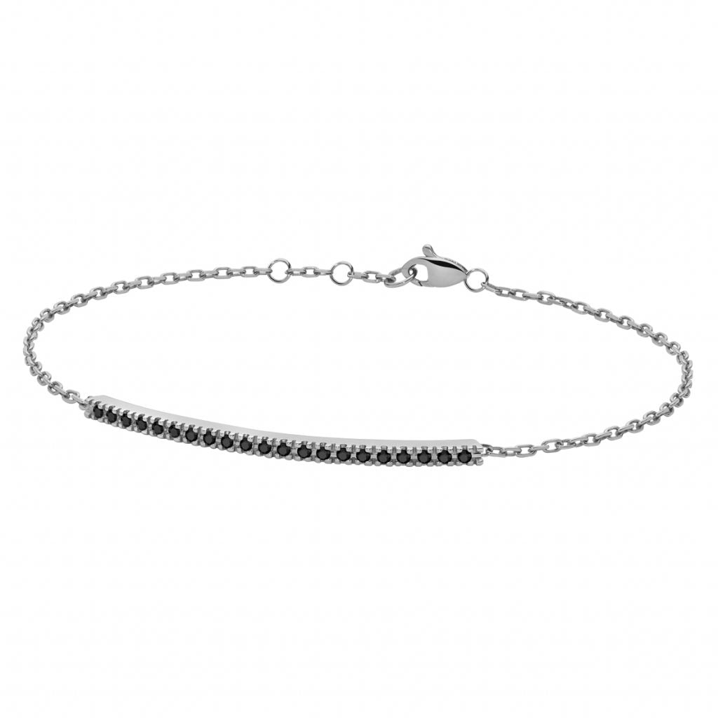 Paddle Bracelet with Tennis Bar in White Gold and Black Diamonds