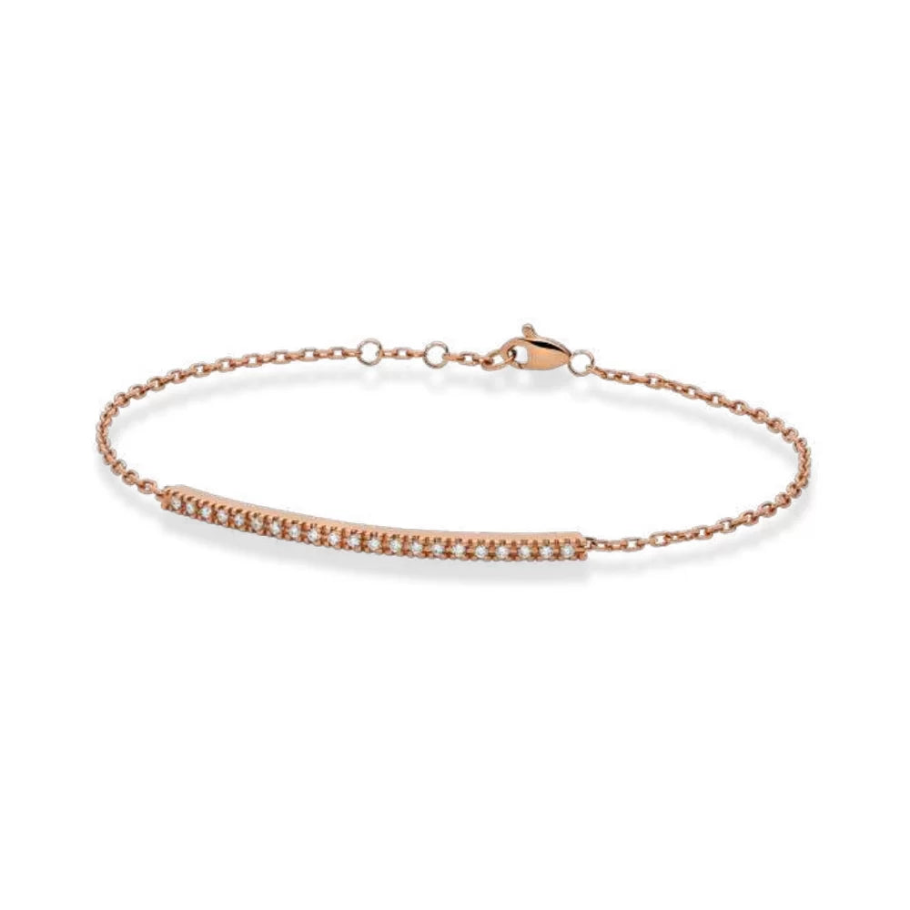 Paddle Bracelet with Tennis Bar in Rose Gold and Diamonds