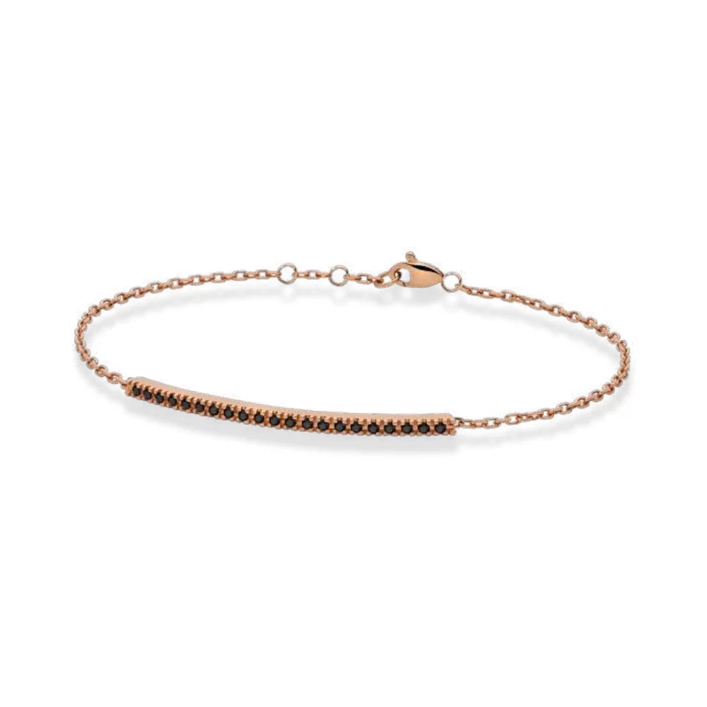 Paddle Bracelet with Tennis Bar in Rose Gold and Black Diamonds