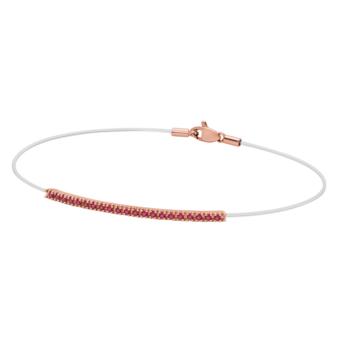 Bracciale Paddle in Nylon e Barretta Tennis Oro Rosè e Rubini