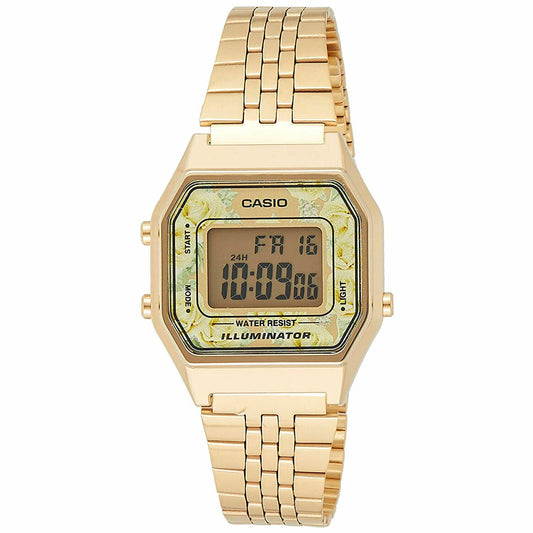 Orologio Casio Donna LA680WGA-9CDF Dorato Digitale con Quadrante Fiori Gialli